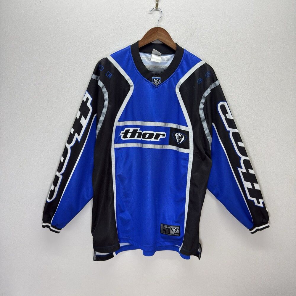 Thor Motocross Jersey Men Size XXL Shirt Top Moto Dirt Bike Blue Racing Biking
